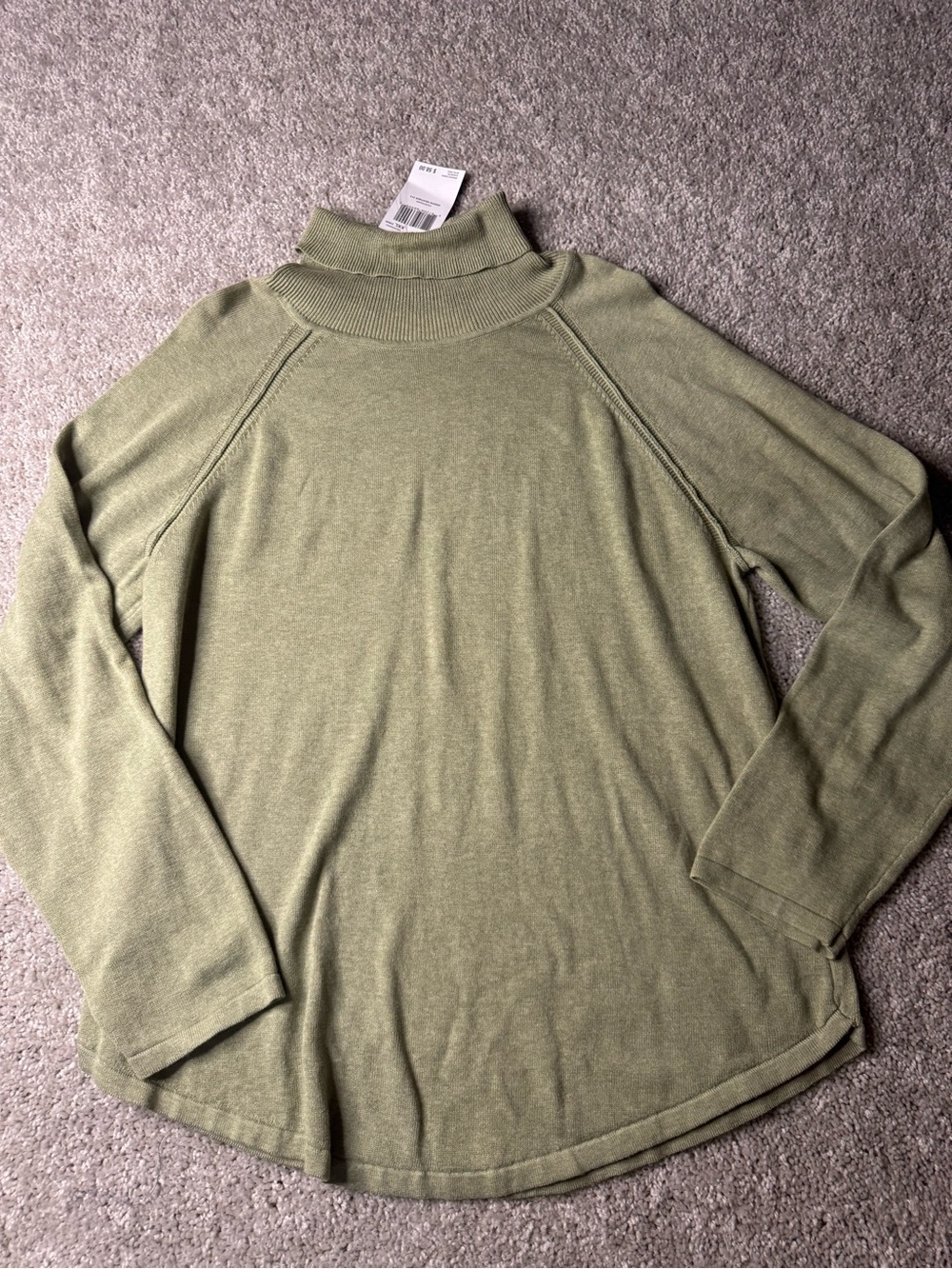 JEANNE PIERRE Moss Green Turtleneck Raglan Top